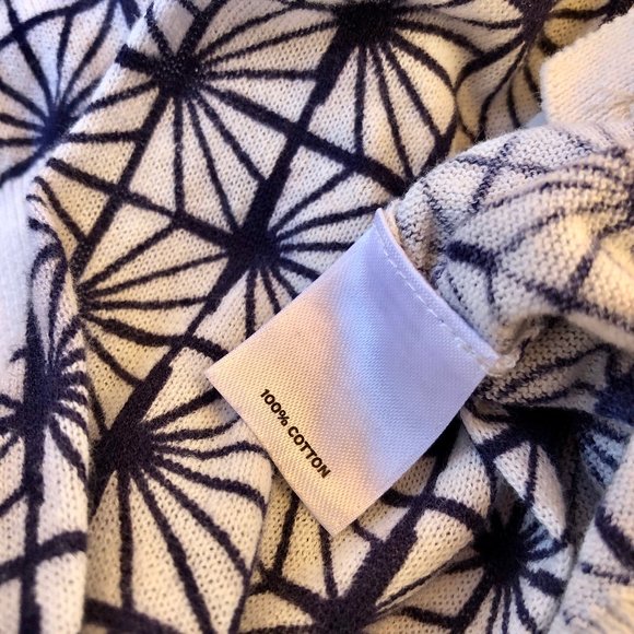 Halogen Cotton Cardigan Sweater Button Down Black + White Pattern 3/4 sleeves - Picture 4 of 8